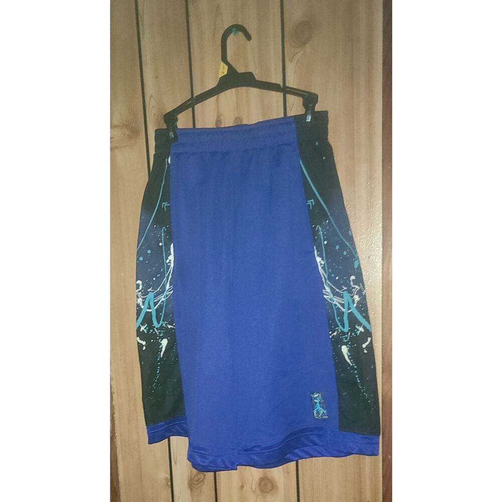 Y2K Air Jordan Jumpman Paint Splatter Mesh Basketball Shorts Purple Teal M